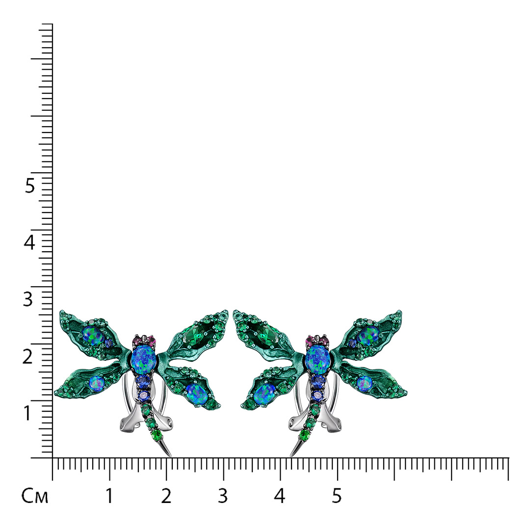 Бижутерные серьги с ювелирным стеклом "Стрекозы"