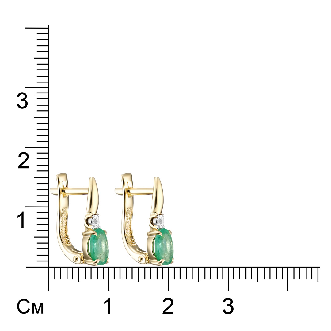 Серьги из желтого золота с изумрудами