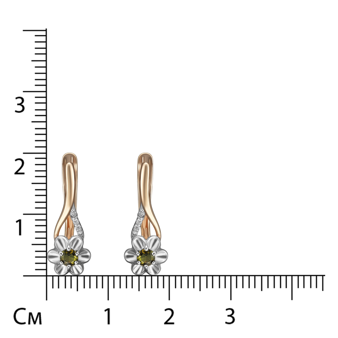 Серебряные серьги с турмалинами "Цветы"