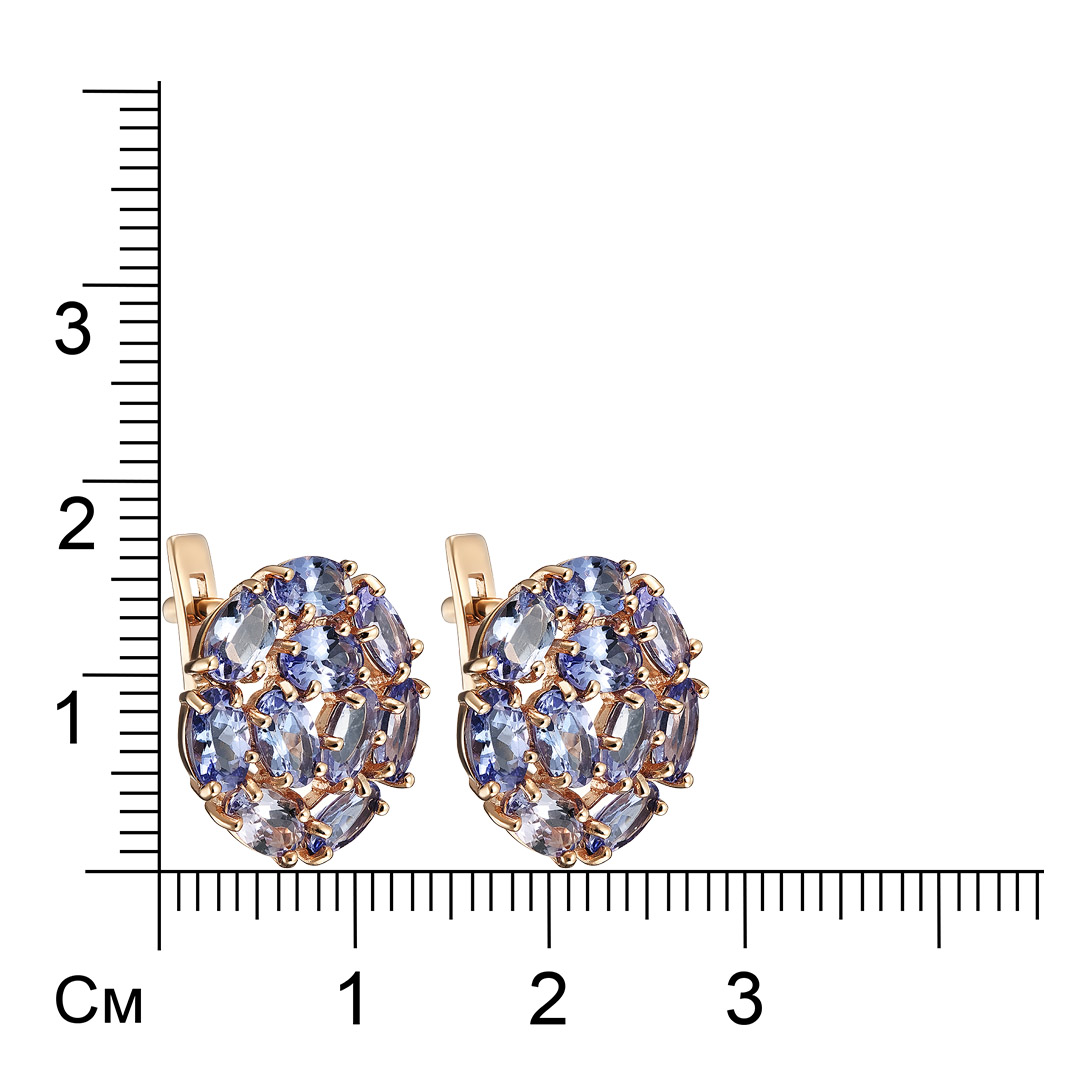 Серебряные серьги 925 пробы; вставки 20 Танзанит;