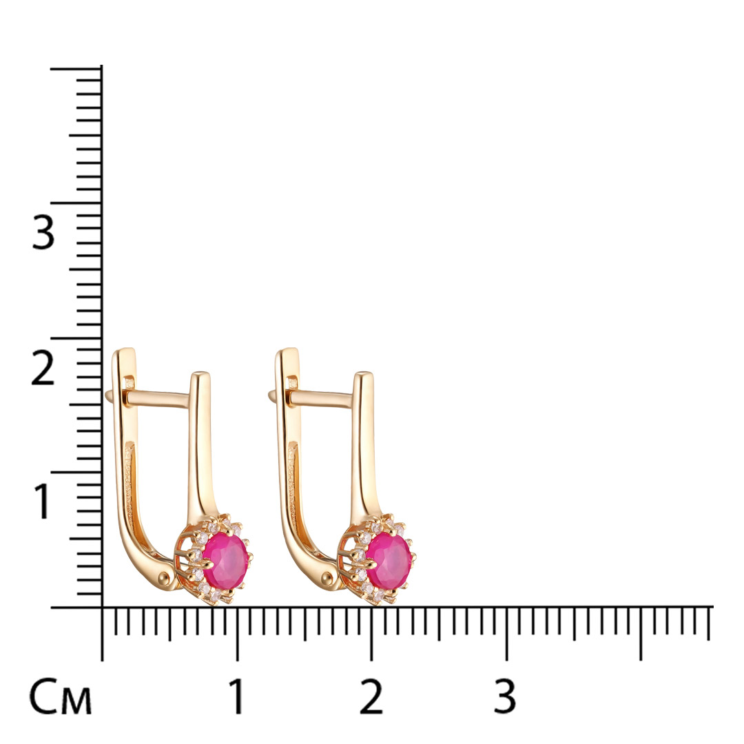 Серебряные серьги 925 пробы; вставки 2 Рубин 2/F 0,799; 24 Фианит бесцв.;