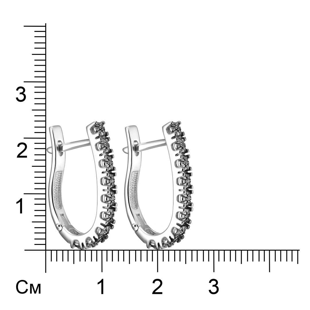 Серебряные серьги 925 пробы; родий(бел.,черн.); вставки 18 Бр.черн.Кр-57 0,103 7/6А