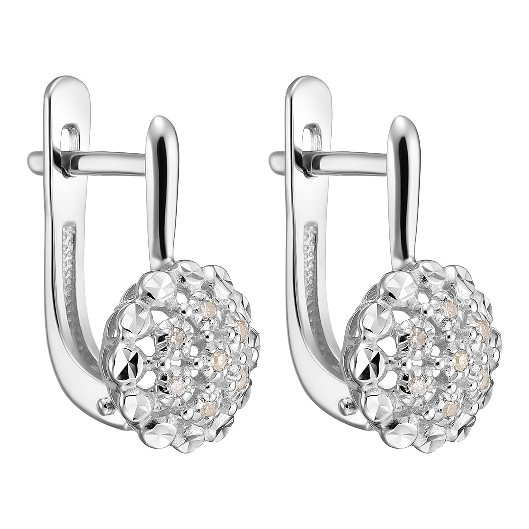 Серебряные серьги 925 пробы; вставки 14 Бр.Кр-17 2/3А 0,077;