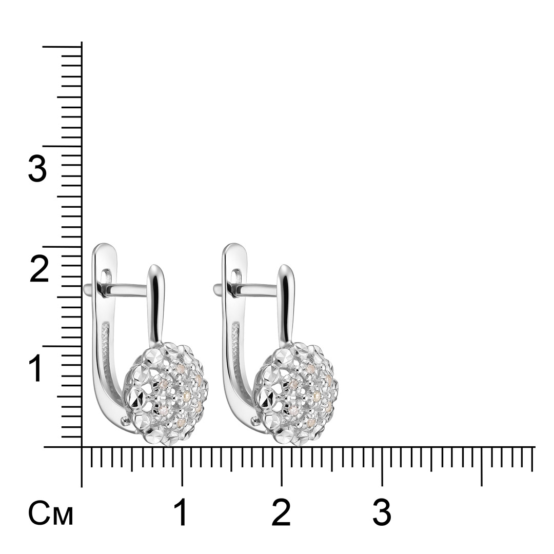 Серебряные серьги 925 пробы; вставки 14 Бр.Кр-17 2/3А 0,077;