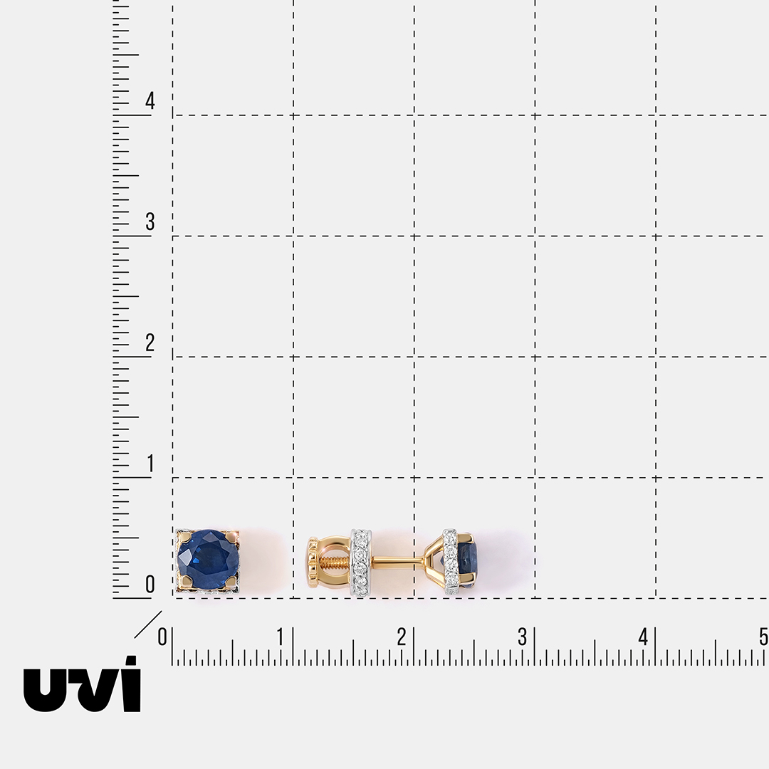 Серьги-пусеты из желтого золота с сапфирами