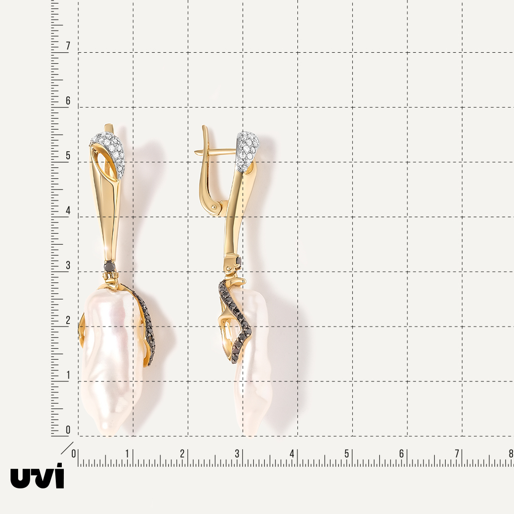 Серьги из желтого золота с жемчугом