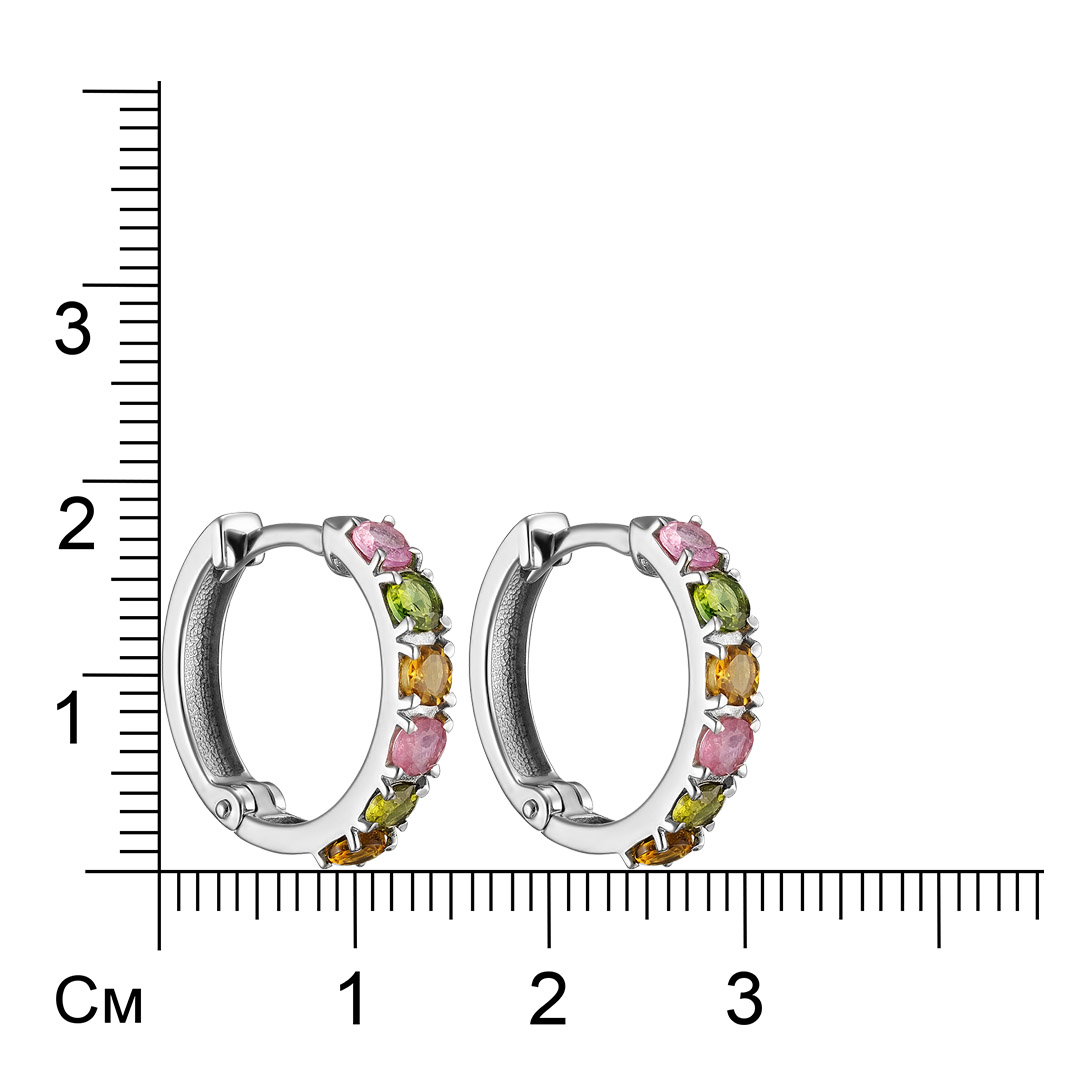 Серебряные серьги 925 пробы; вставки 12 Турмалин цв.;