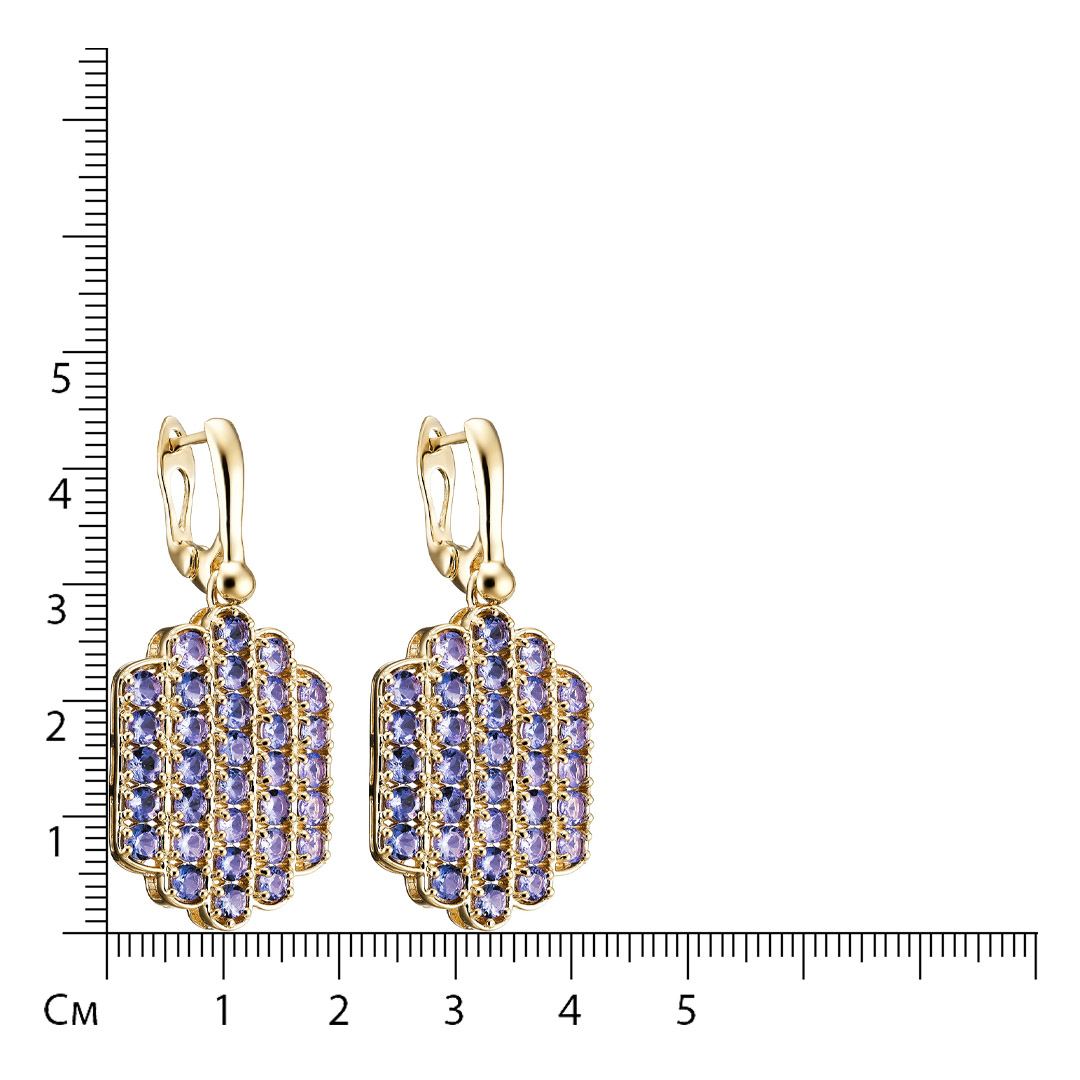 Серебряные серьги 925 пробы; вставки 64 Танзанит 6,4 ct;