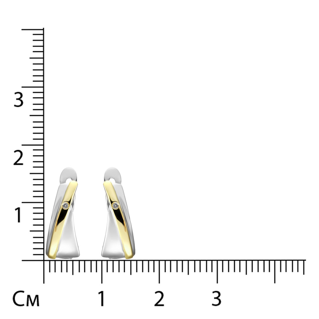 Серебряные серьги 925 пробы; вставки 2 Бр.Кр-17 0,01 2/2Б