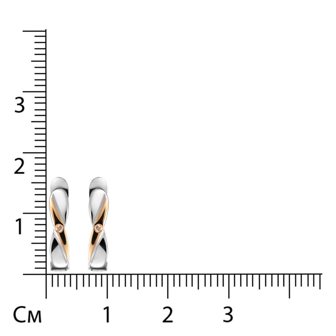 Серебряные серьги 925 пробы; вставки 2 Бр.Кр-17 0,01 2/2Б