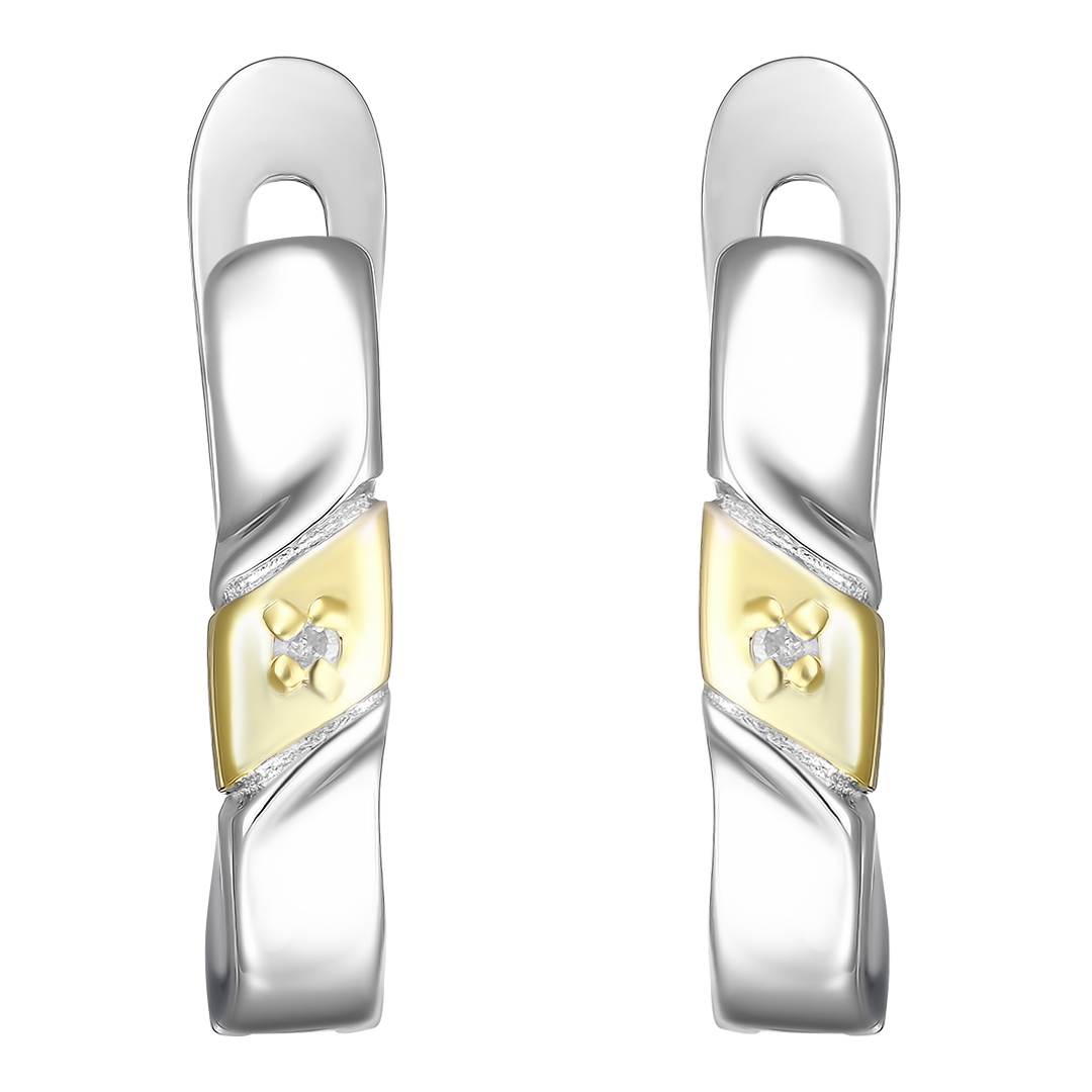 Серебряные серьги 925 пробы; с эл.золочения; вставки 2 Бр.Кр-17 0,01 2/2Б;