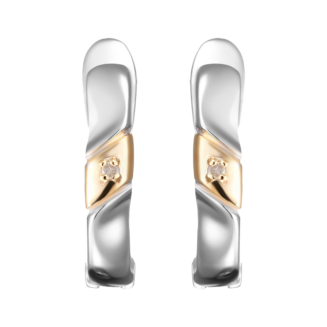 Серебряные серьги 925 пробы; с эл.золочения; вставки 2 Бр.Кр-17 0,01 2/2Б;