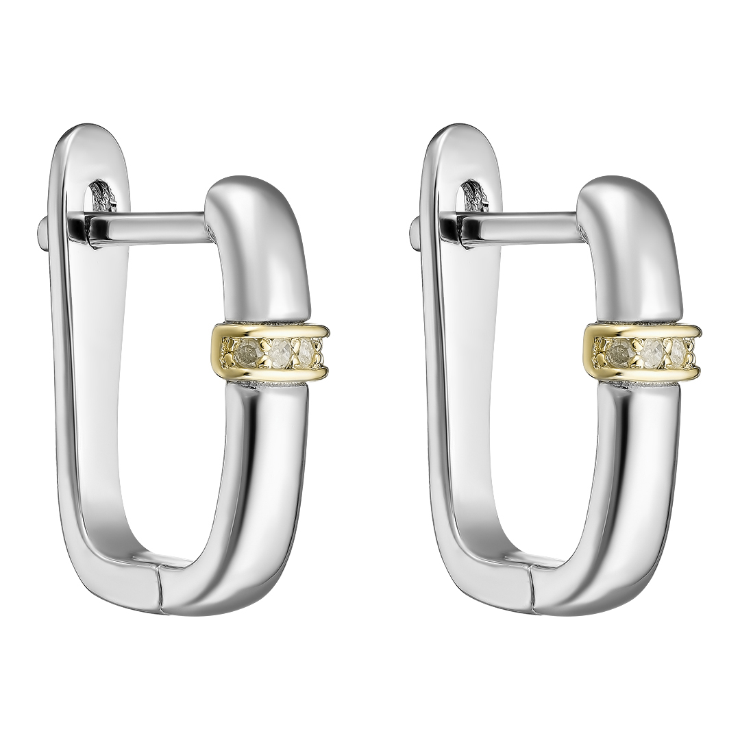 Серебряные серьги 925 пробы; с эл.золочения; вставки 8 Бр.Кр-17 0,040 2/2Б;