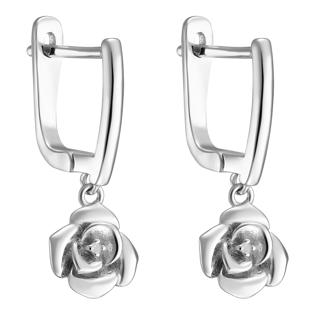 Серебряные серьги 925 пробы; с подвесным эл,; вставки 2 Бр.Кр-17 0,01 2/2Б;