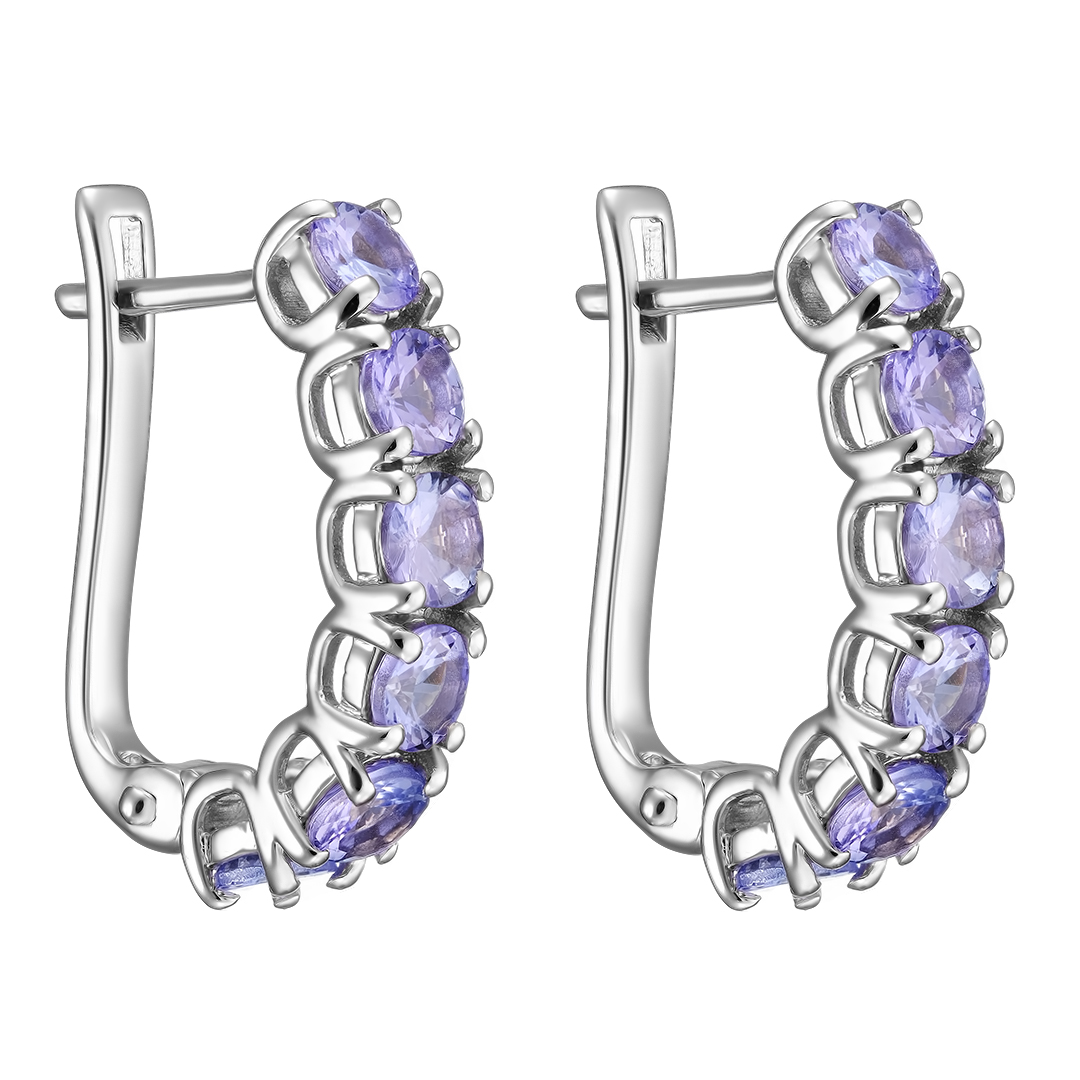 Серебряные серьги 925 пробы; вставки 12 Танзанит 2,88Ct;