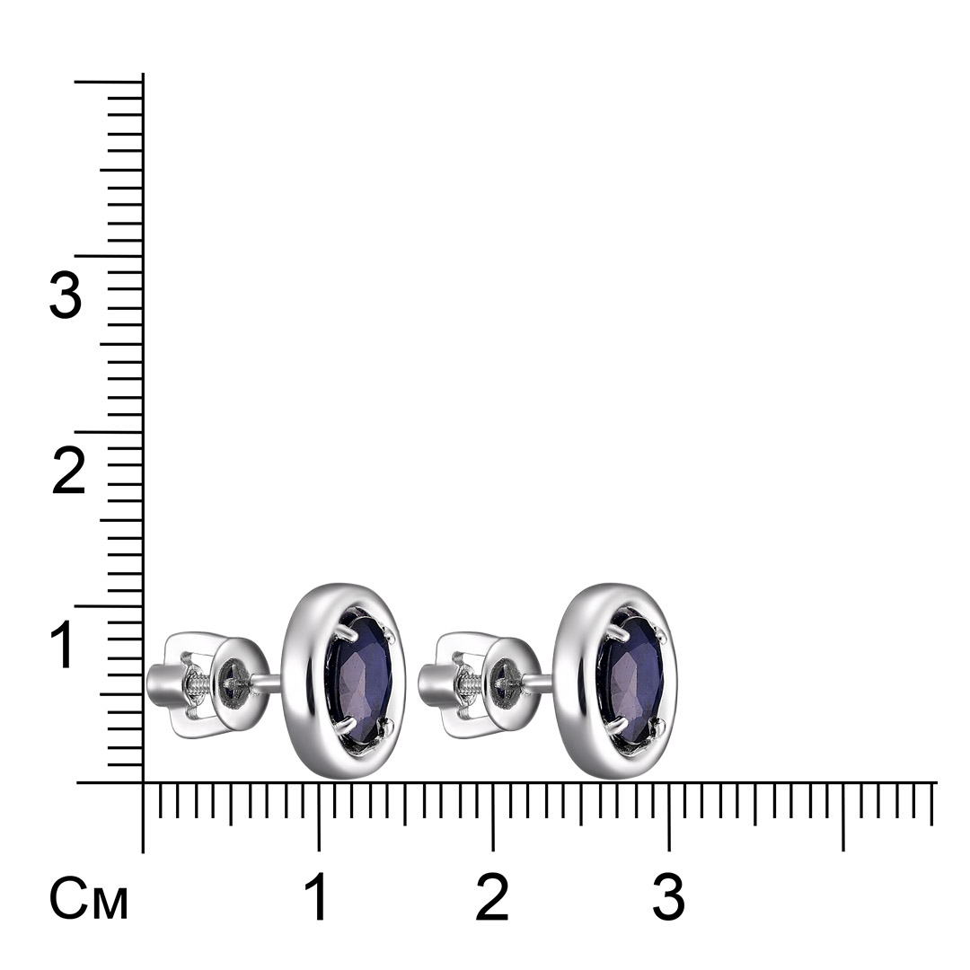 Серебряные серьги-пусеты 925 пробы; вставки 2 Сапфир U/2 2,000