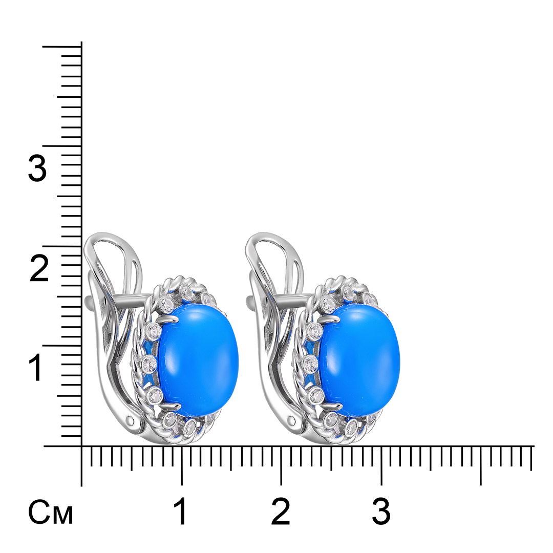 Серебряные серьги 925 пробы; вставки 2 Агат нат.;  24 Фианит бесцв.;