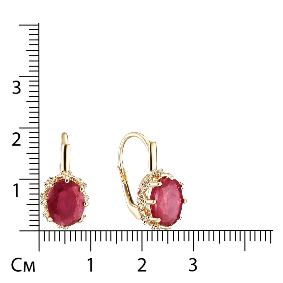 Серебряные серьги 925 пробы; вставки 2 Рубин 6,2 ct F/2; 16 Куб.Цирконий бесцв.;