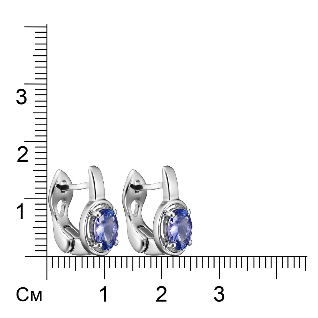 Серебряные серьги 925 пробы; вставки 2 Танзанит 1,5 ct;