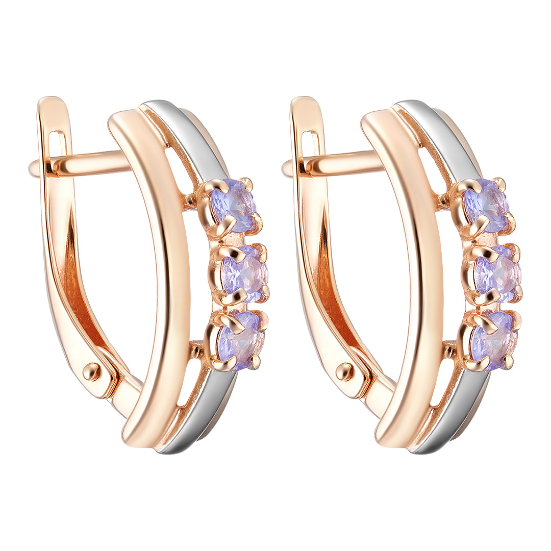 Серебряные серьги 925 пробы; вставки 6 Танзанит;
