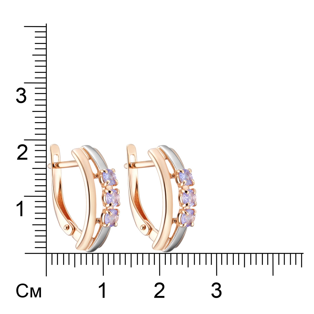 Серебряные серьги 925 пробы; вставки 6 Танзанит;