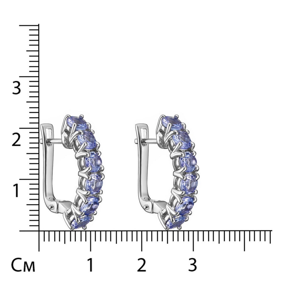 Серебряные серьги 925 пробы; вставки 12 Танзанит 2,88 ct;
