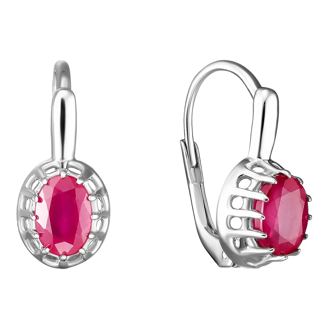 Серебряные серьги 925 пробы; вставки 2 Рубин 2 ct F/2;