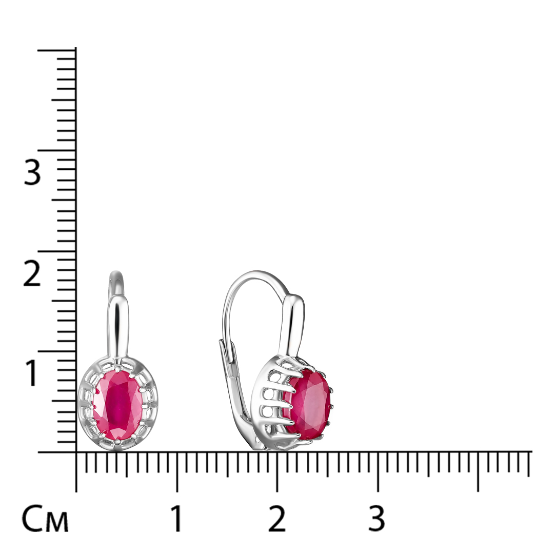 Серебряные серьги 925 пробы; вставки 2 Рубин 2 ct F/2;