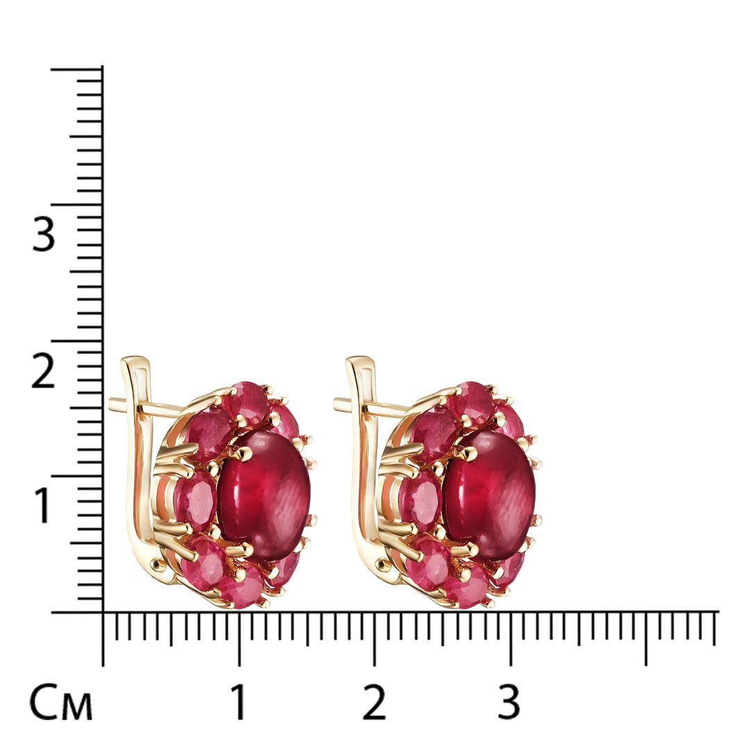 Серебряные серьги 925 пробы; вставки 18 Рубин 9,88 ct F/2;