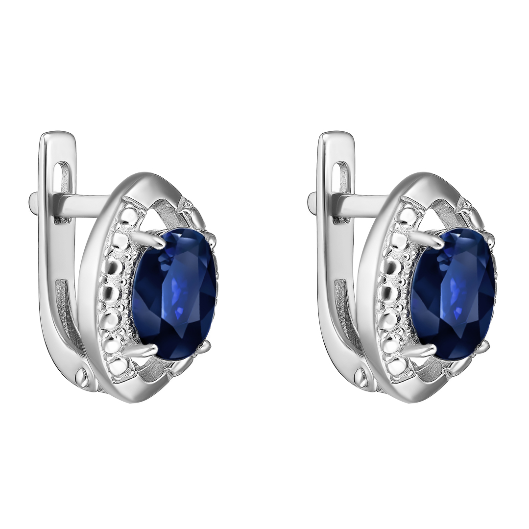 Серебряные серьги 925 пробы; вставки 2 Сапфир U/2 2,014;