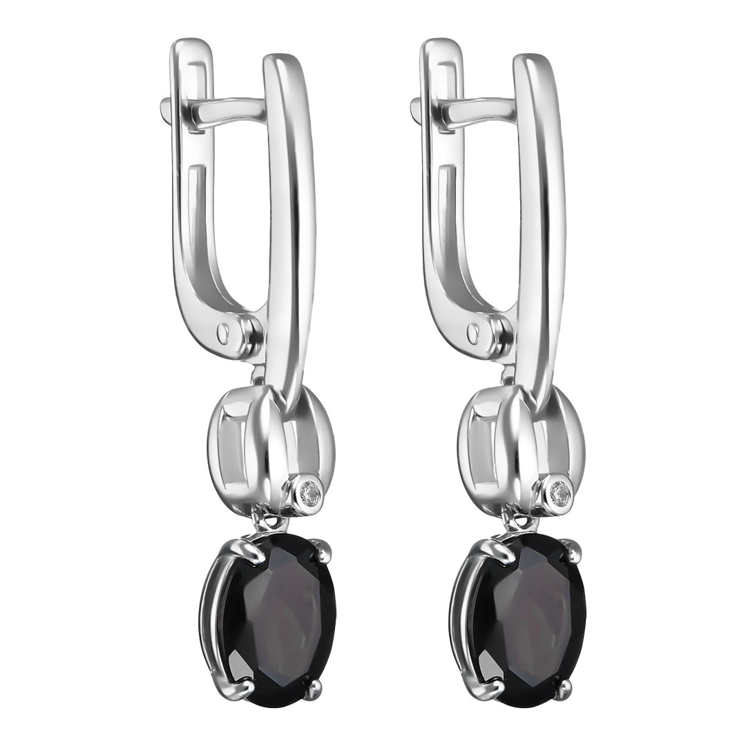 Серебряные серьги 925 пробы; вставки 2 Гранат; 2 Фианит бесцв.;