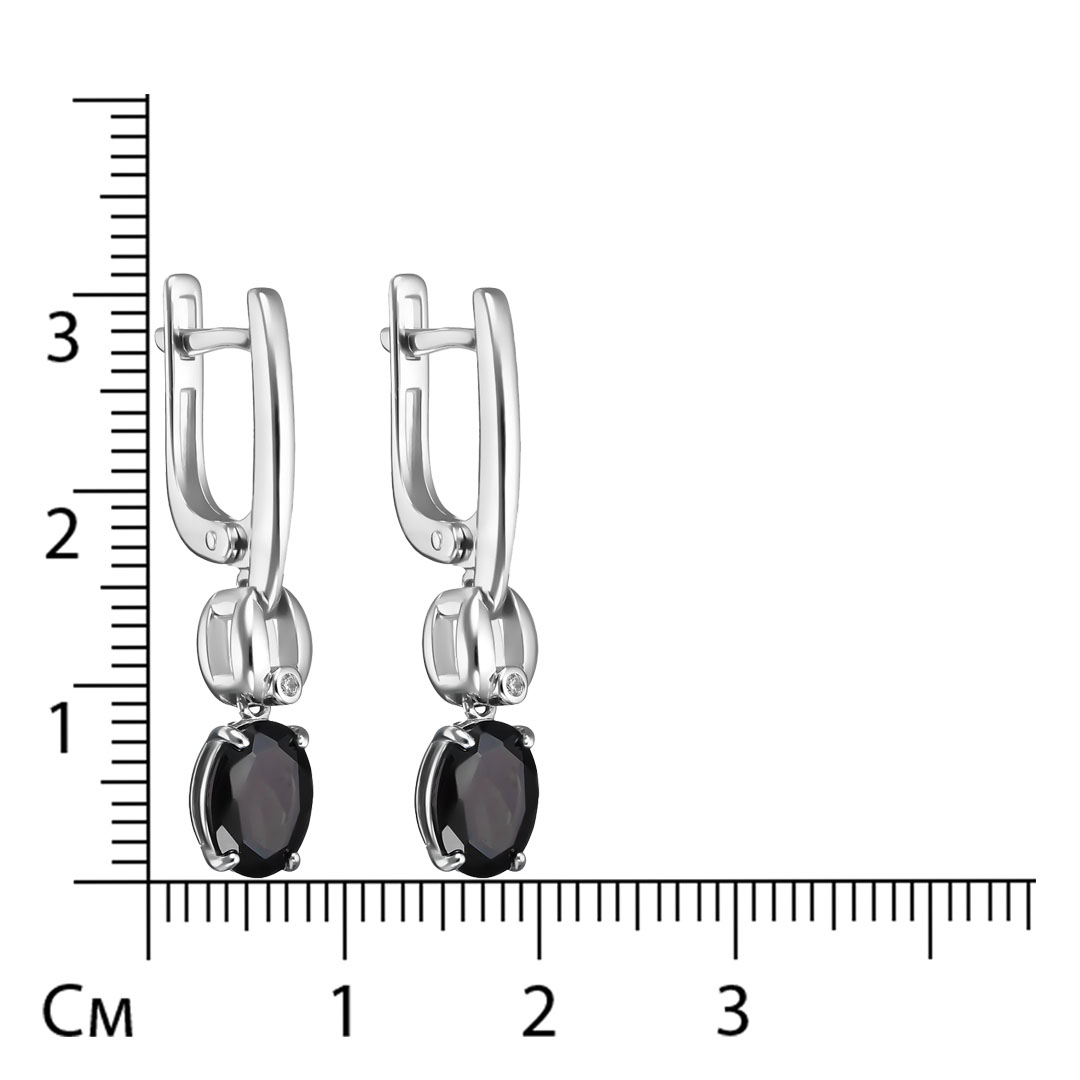 Серебряные серьги 925 пробы; вставки 2 Гранат; 2 Фианит бесцв.;