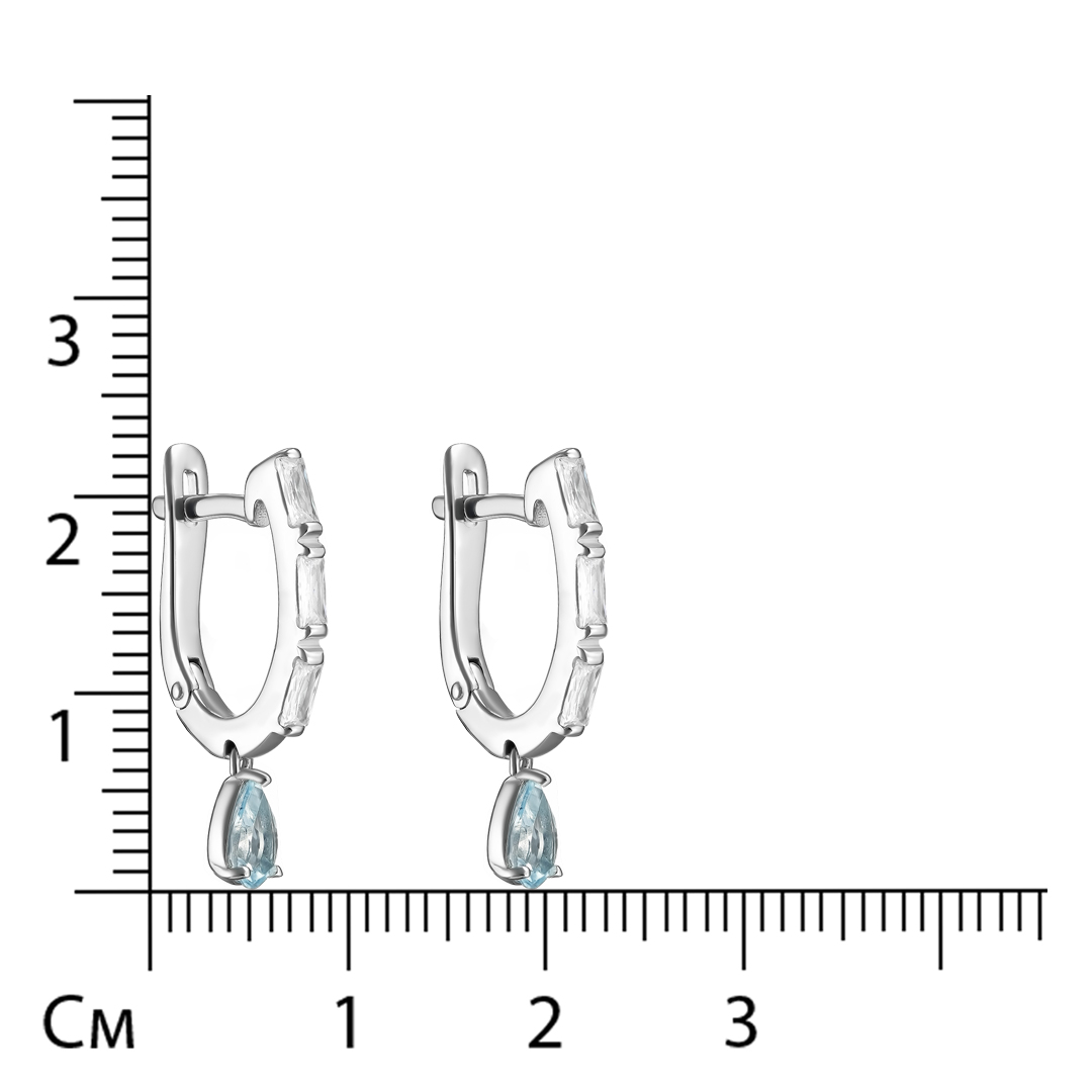 Серебряные серьги 925 пробы; вставки 2 Топаз; 6 Фианит бесцв.;