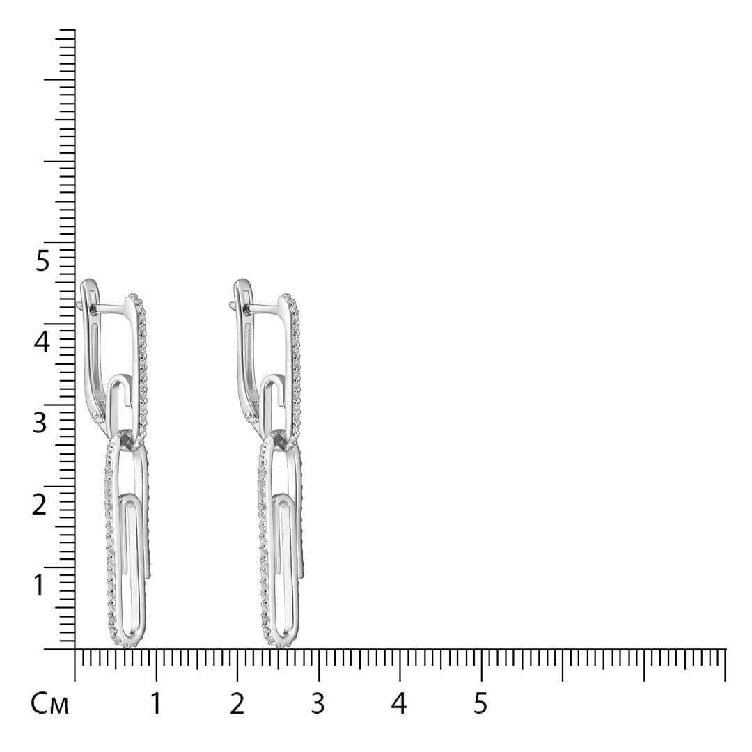 Серебряные серьги 925 пробы; вставки 96 Фианит бесцв.;