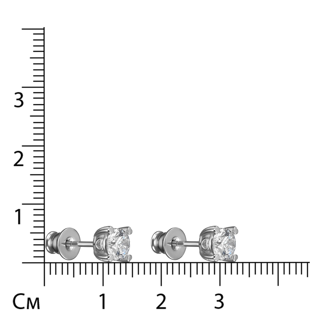 Серебряные серьги-пусеты 925 пробы; вставки 2 Фианит бесцв.;