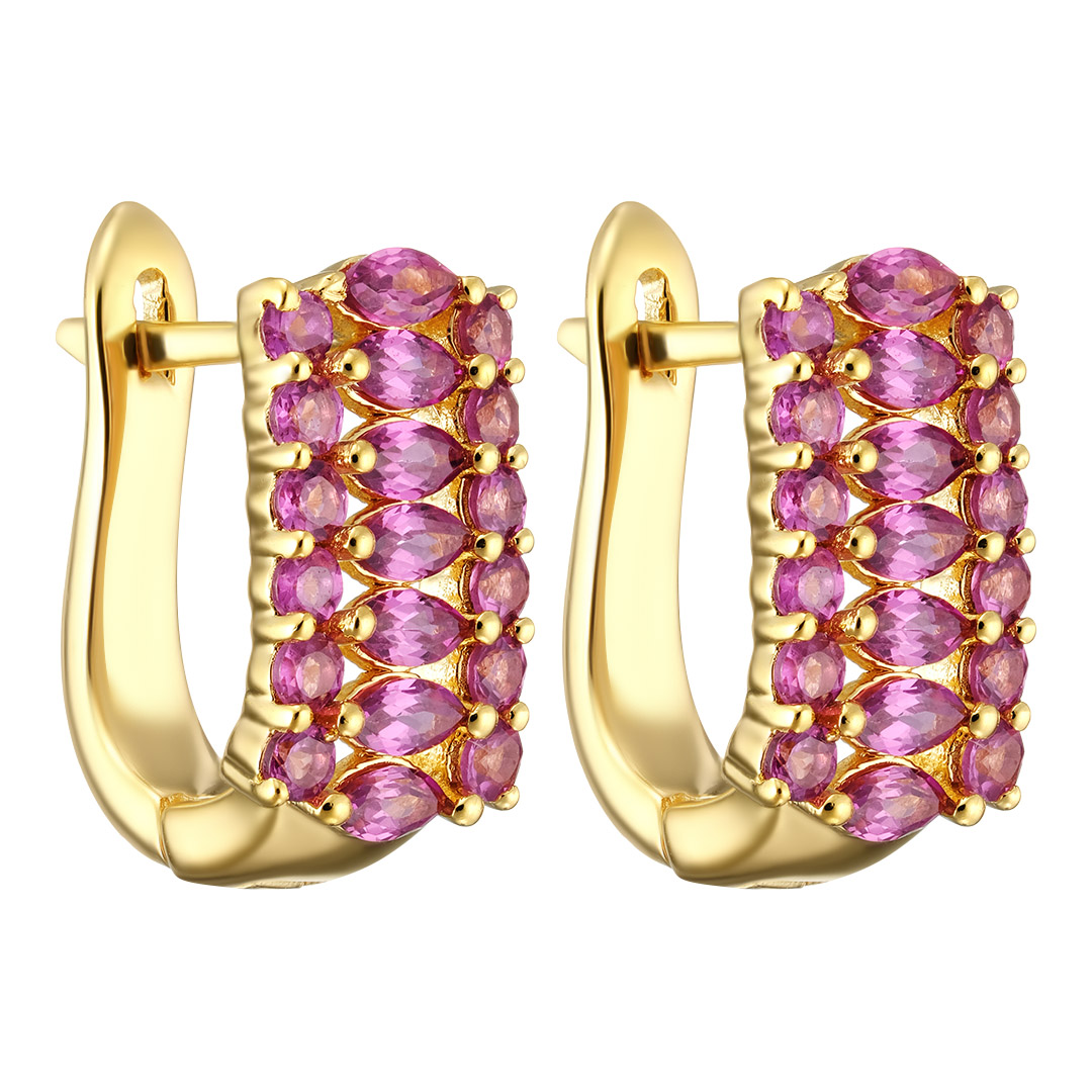 Серебряные серьги 925 пробы; вставки 38 Родолит 2,46 ct;