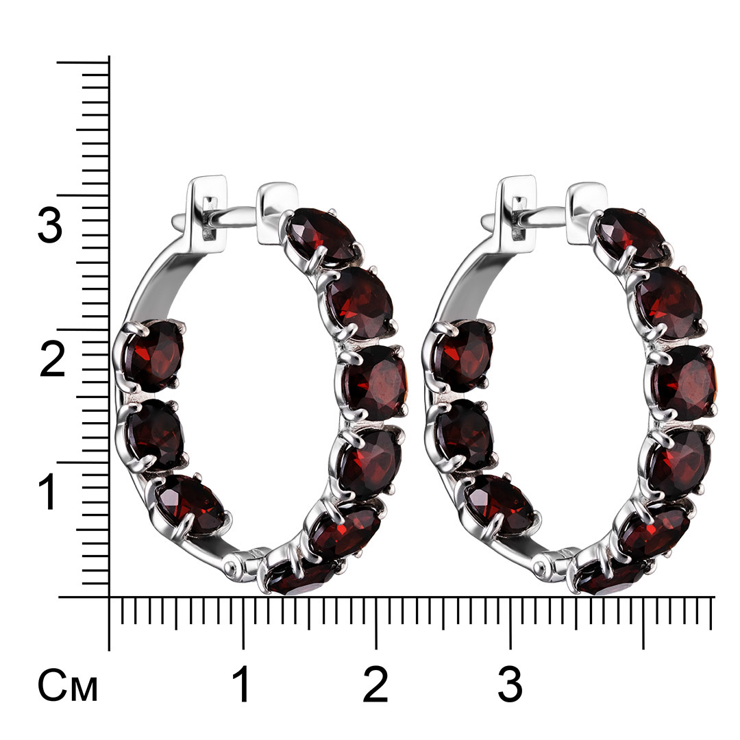 Серебряные серьги 925 пробы; вставки 18 Гранат;