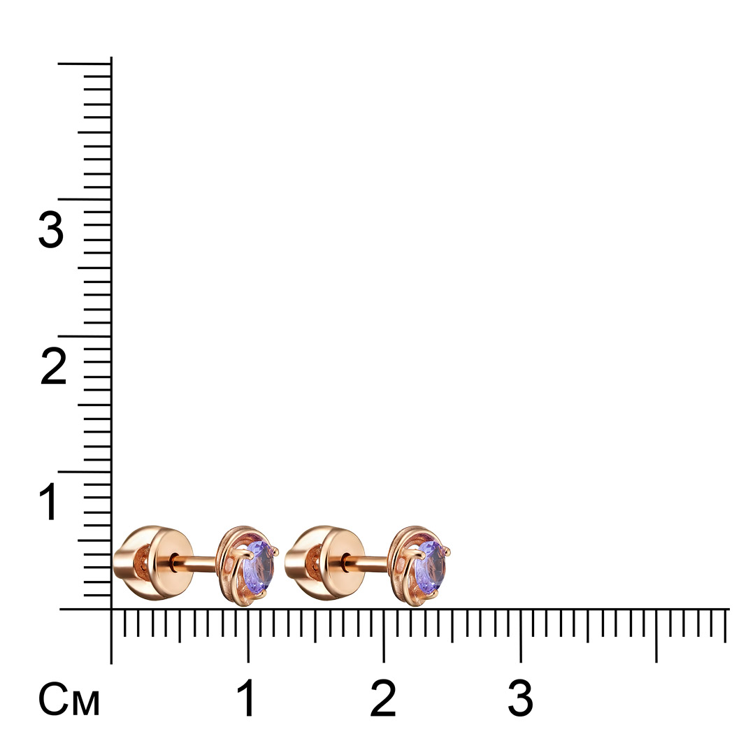 Серебряные серьги-пусеты 925 пробы; вставки 2 Танзанит;