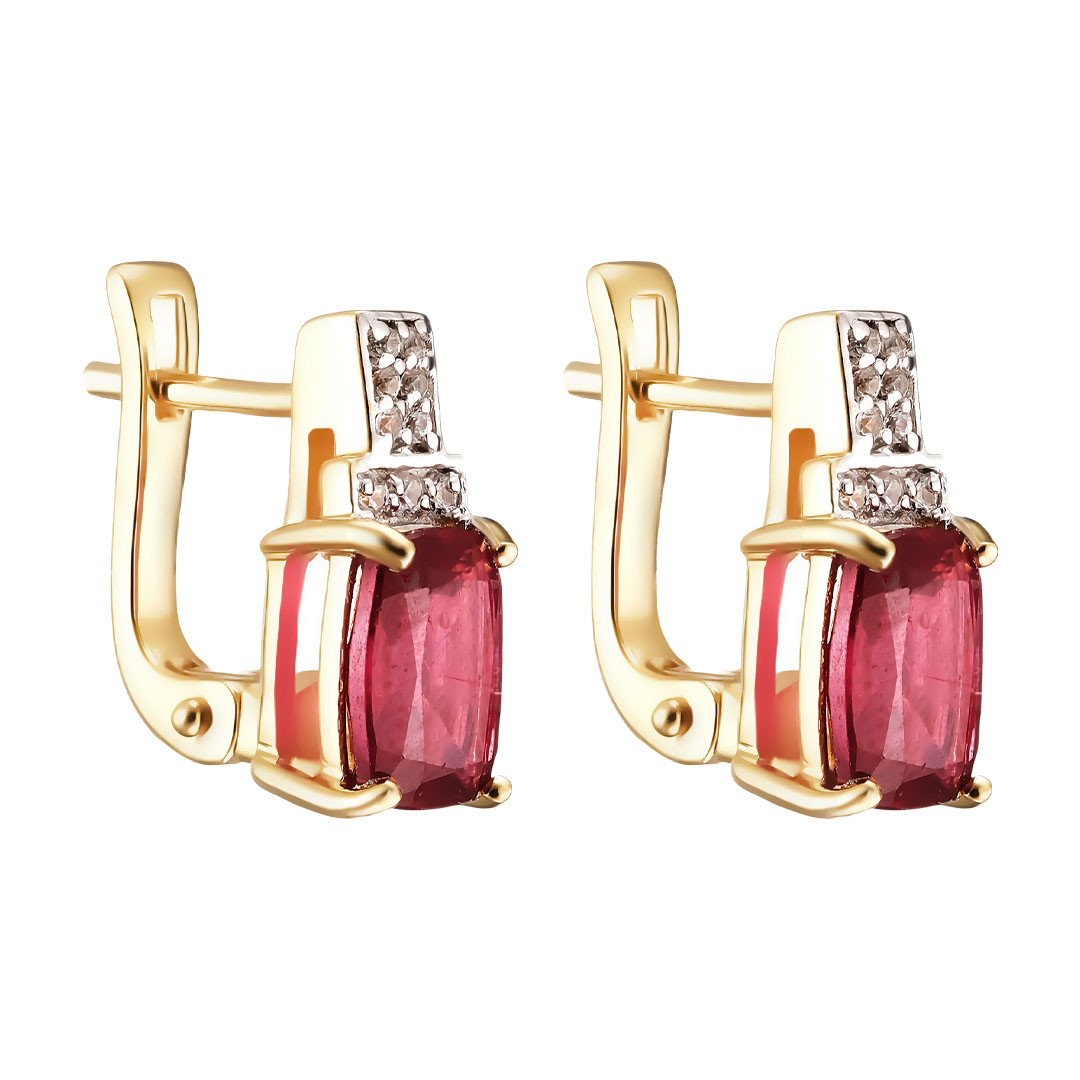 Серебряные серьги 925 пробы; вставки 2 Рубин 4,02 ct F/2; 18 Циркон бесцв.;