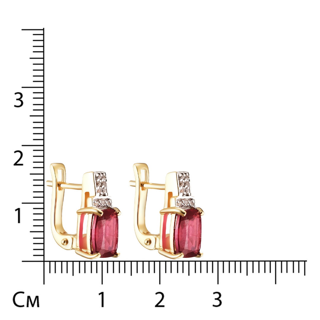 Серебряные серьги 925 пробы; вставки 2 Рубин 4,02 ct F/2; 18 Циркон бесцв.;