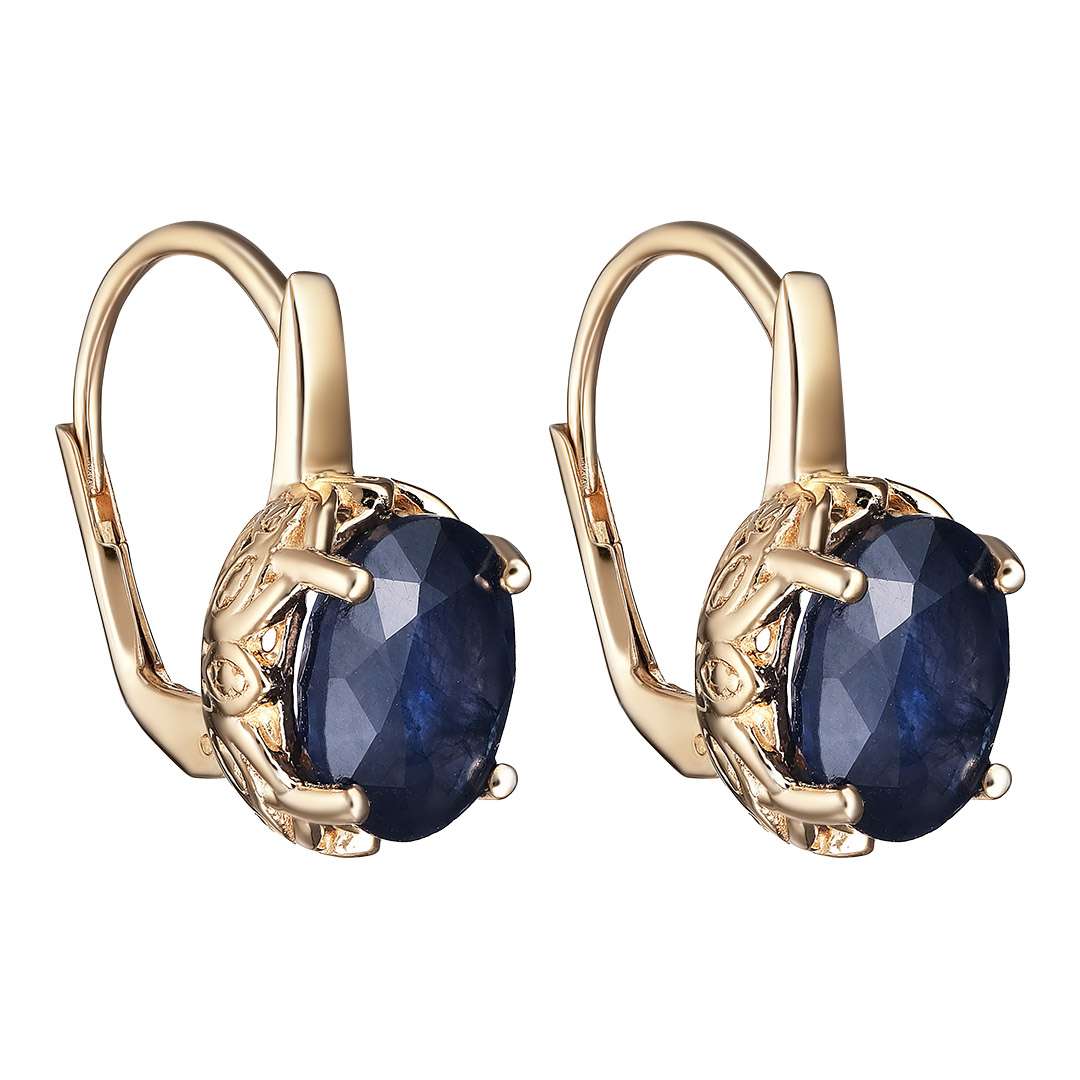 Серебряные серьги 925 пробы; вставки 2 Сапфир U/2 7,1 ct;