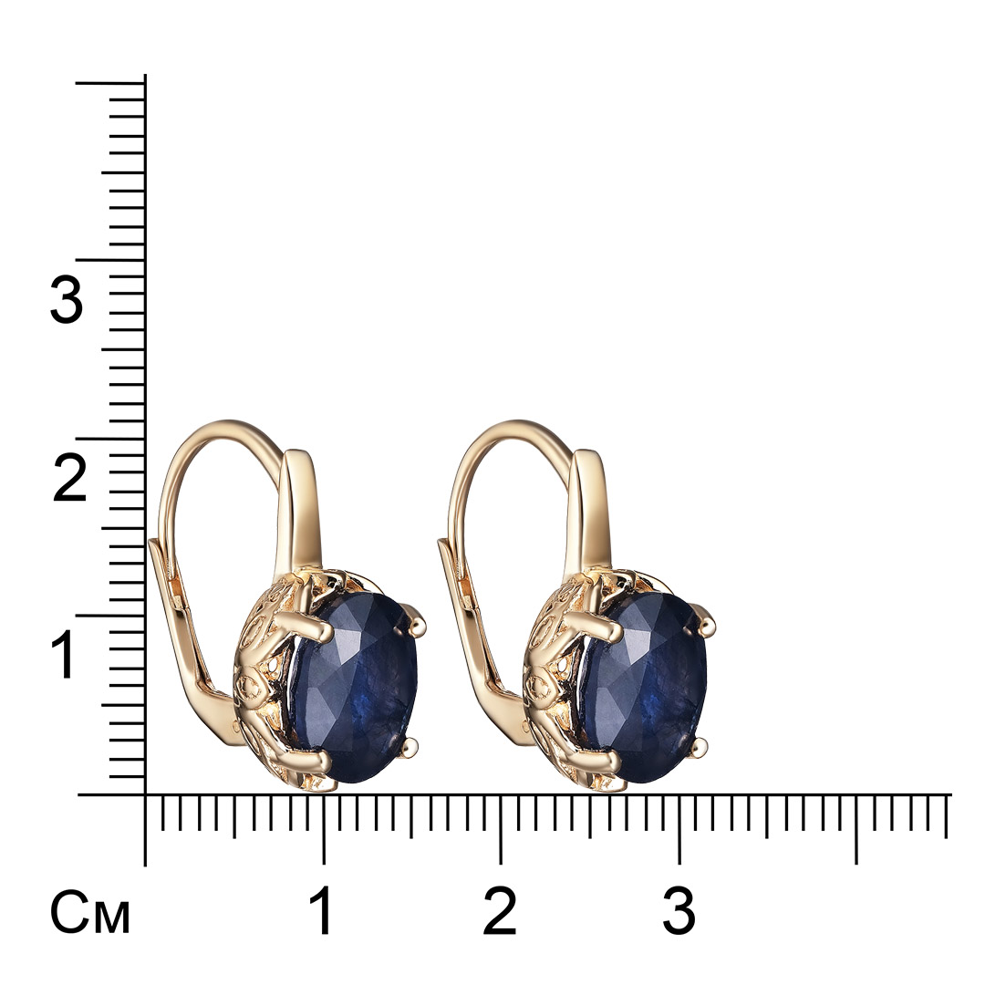 Серебряные серьги 925 пробы; вставки 2 Сапфир U/2 7,1 ct;