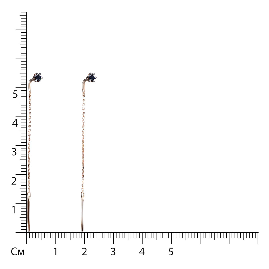 Серьги-протяжки из золота с сапфирами