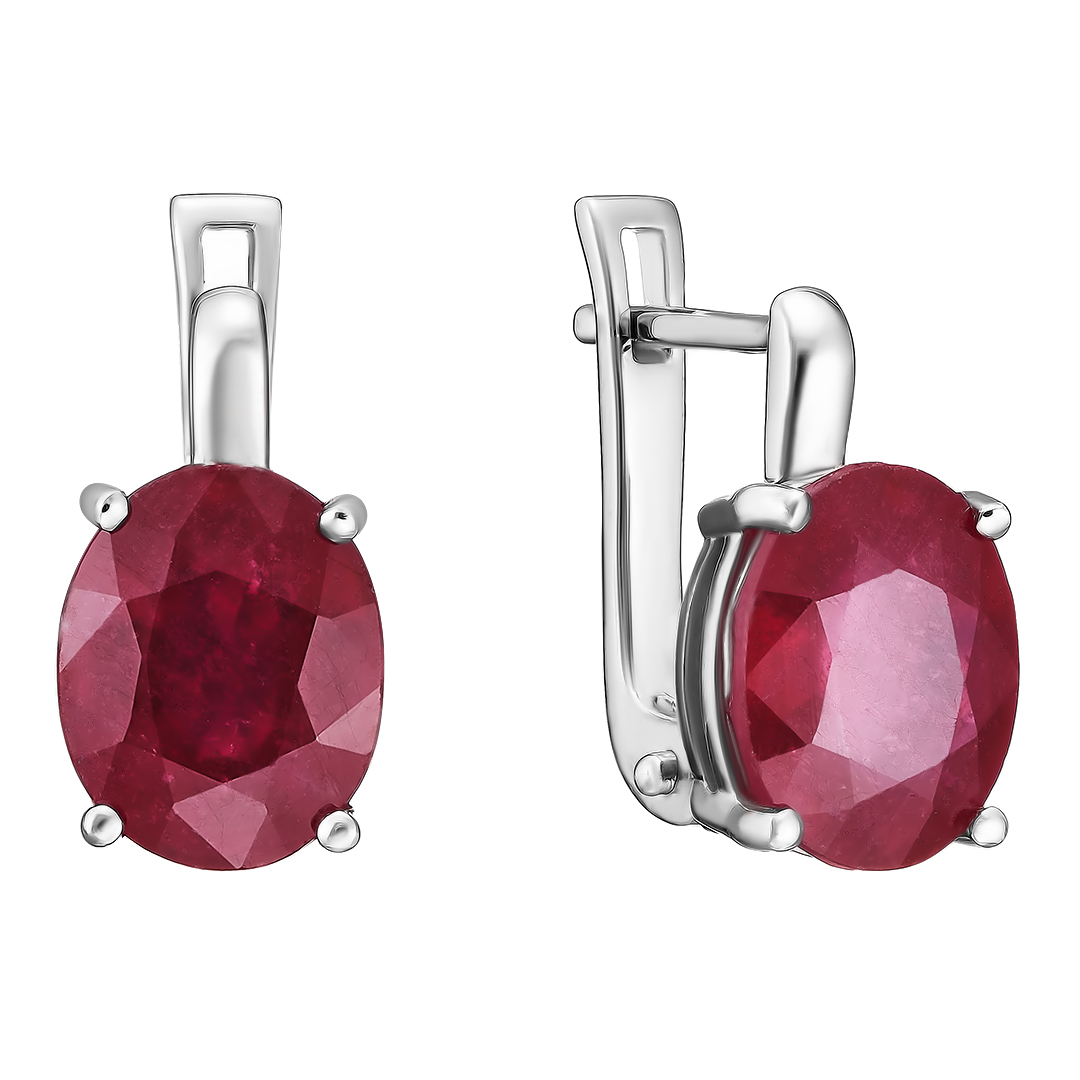 Серебряные серьги 925 пробы; вставки 2 Рубин F/2 6,9 ct;