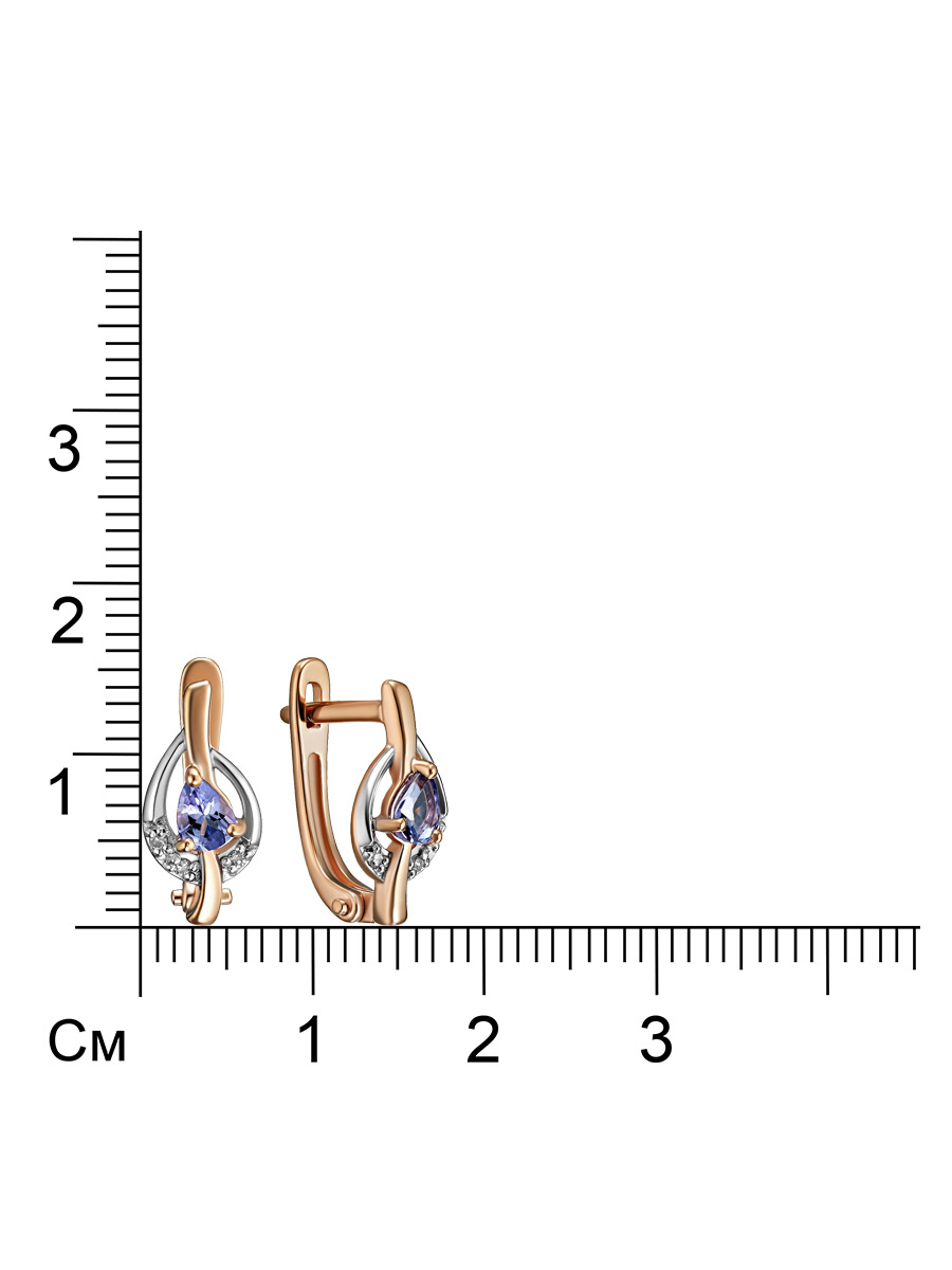Серебряные серьги 925 пробы; вставки 6 Бр.Кр-17 2/3А 0,021; 2 Танзанит;
