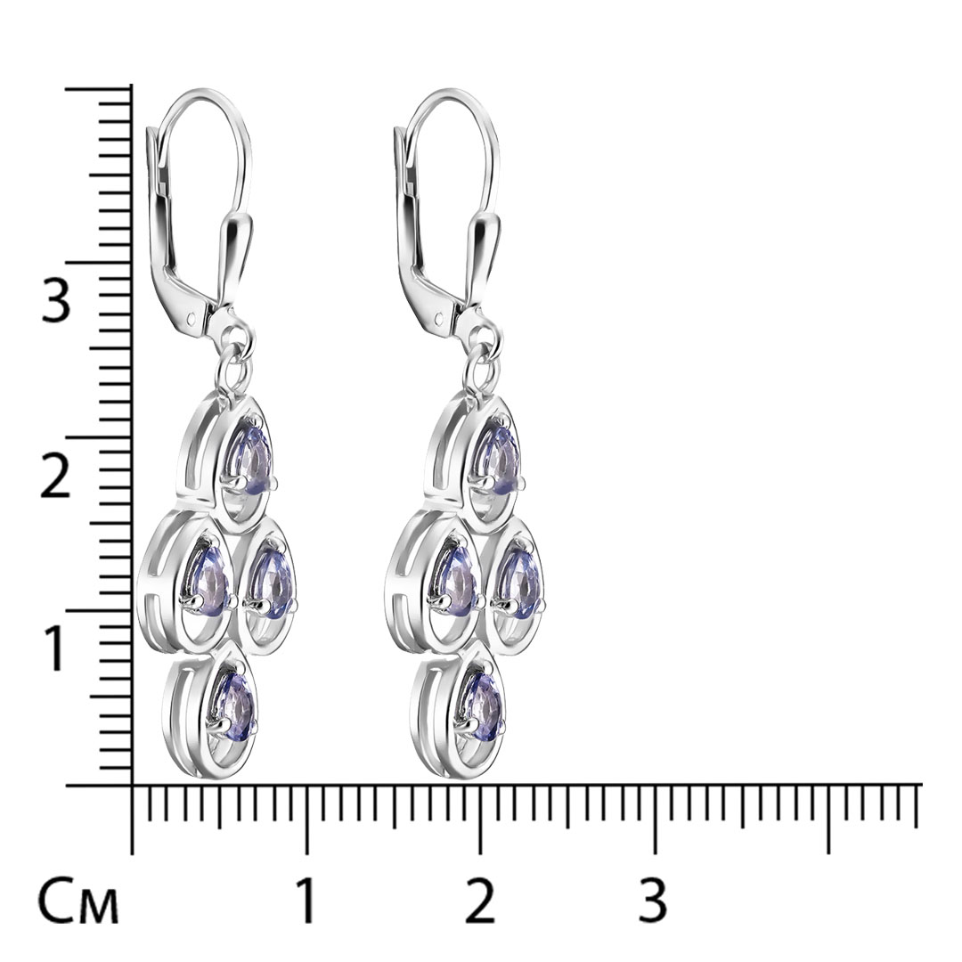 Серебряные серьги 925 пробы; вставки 8 Танзанит 1,12 ct;