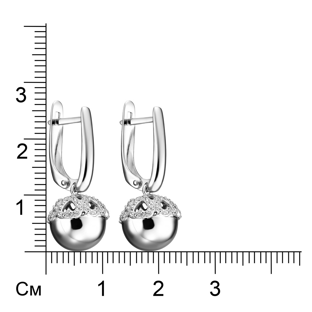 Серебряные серьги 925 пробы; вставки 108 Фианит бесцв.;