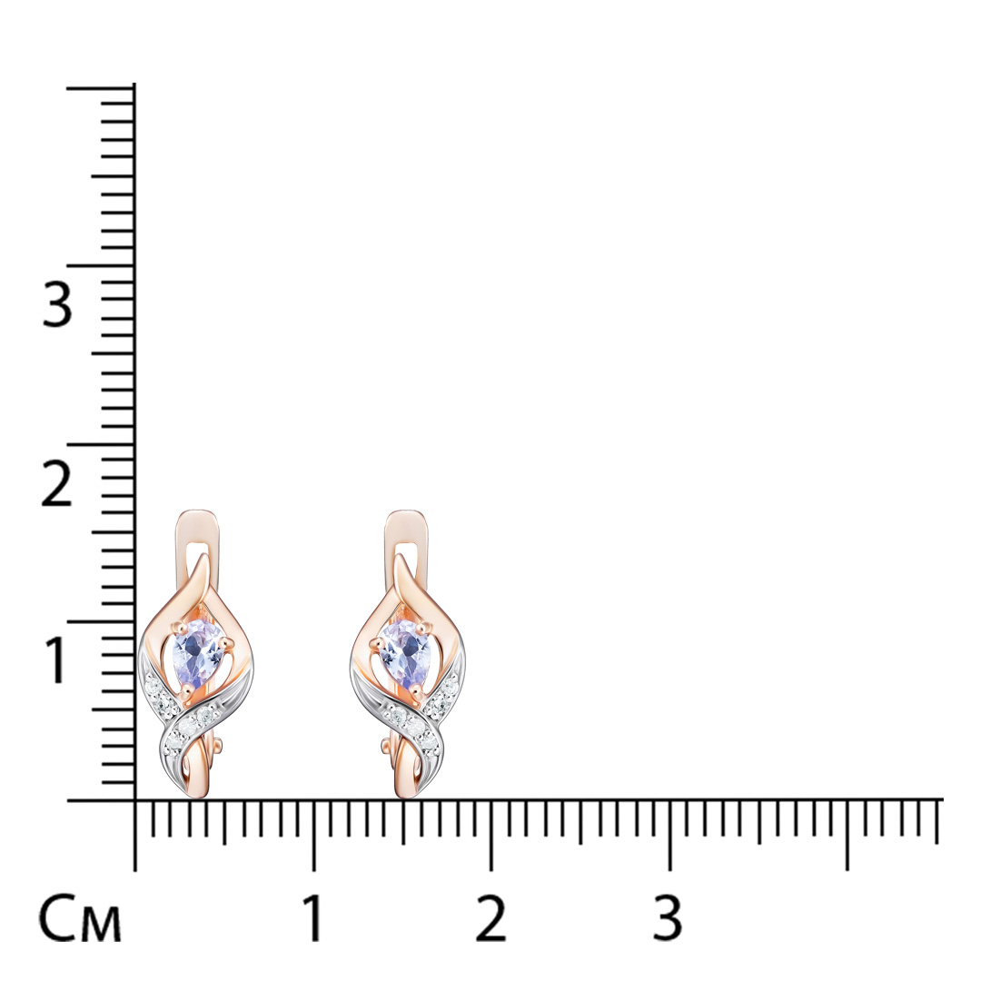 Серебряные серьги 925 пробы; вставки 10 Бр.Кр-17 0,035 2/3А; 2 Танзанит;