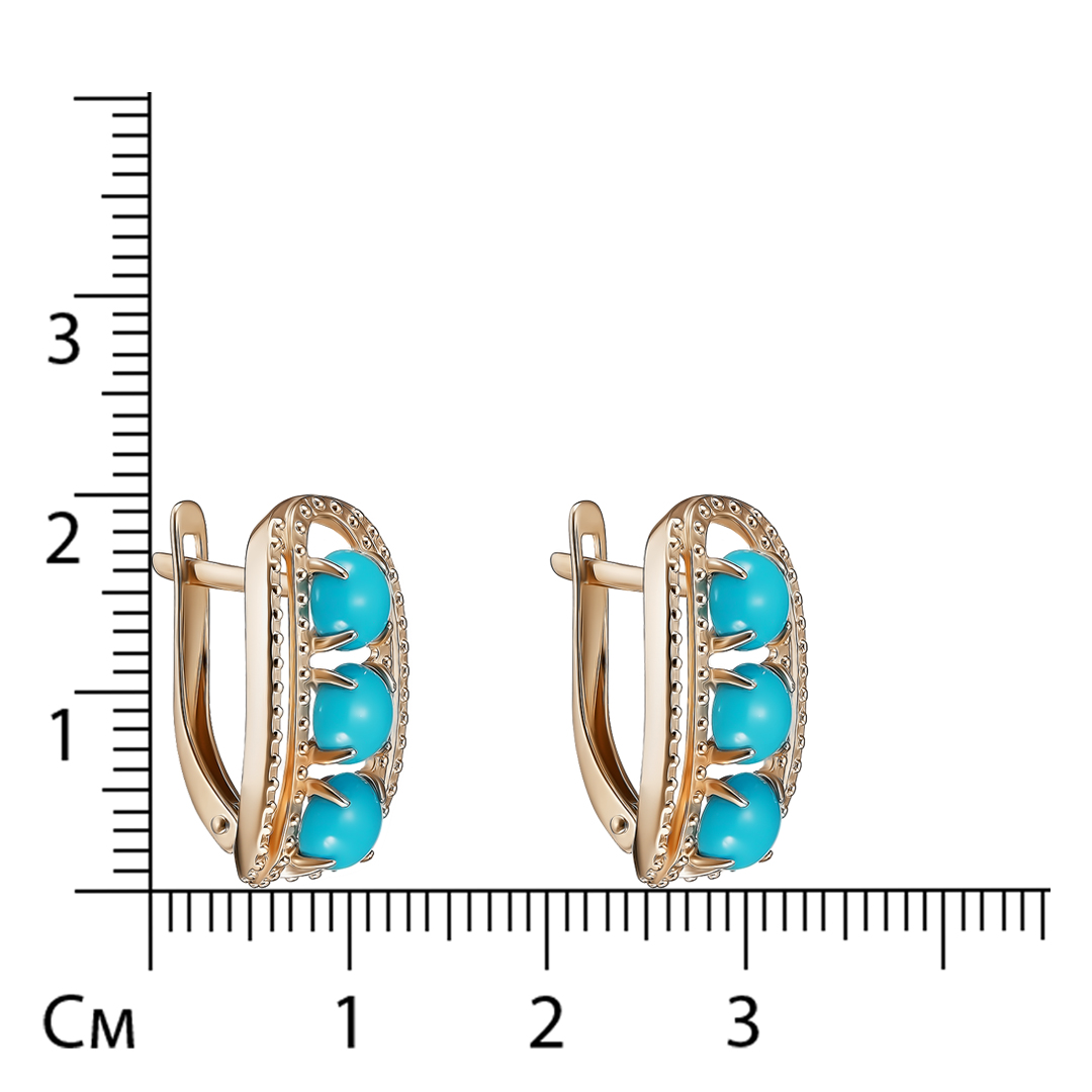 Серебряные серьги 925 пробы; вставки 6 Бирюза Аризонская;
