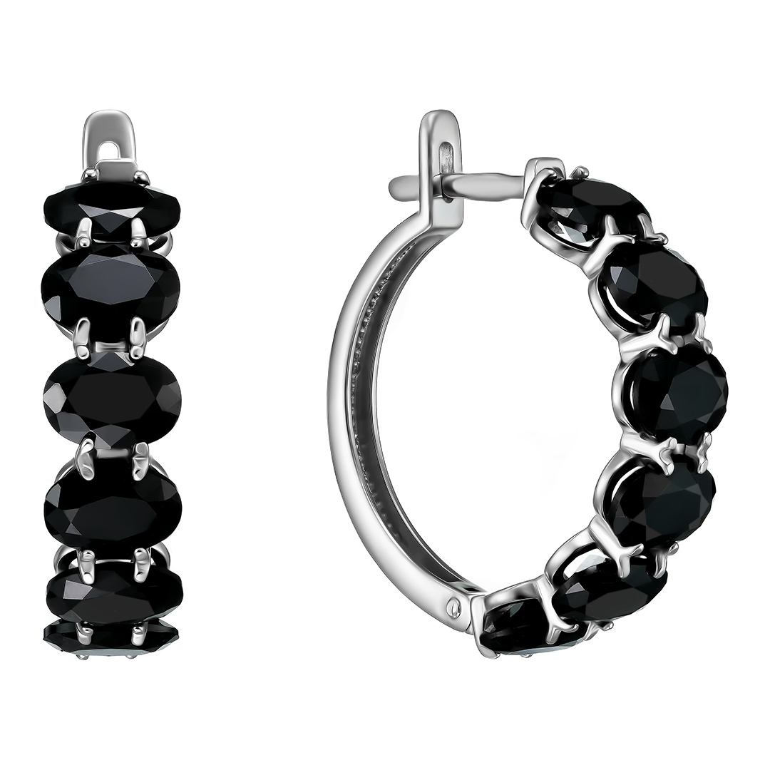 Серебряные серьги 925 пробы; вставки 12 Шпинель черн.;